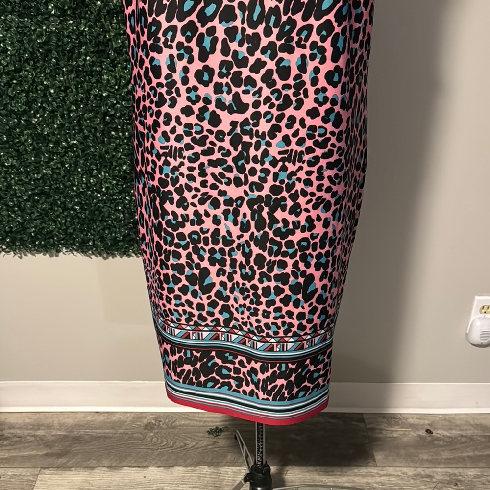 Pappagallo Pink and Blue Leopard Print Dress - Picture 3 of 5